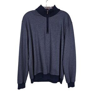 Enzo Tovare Mens 1/4 Zip Pullover Sweater Sz XL Textured Navy Preppy‎ Old Money